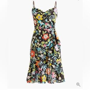 J. Crew Liberty Print Pavilion Black Floral dress sz 4